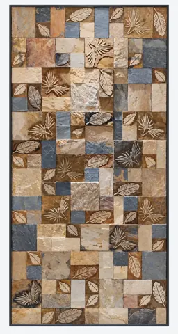 Dark Botanical Patchwork Stone Panel — OS-SM-160, view 1