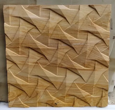Angular Fold Warm-Toned Stone Panel — OS-SM-083