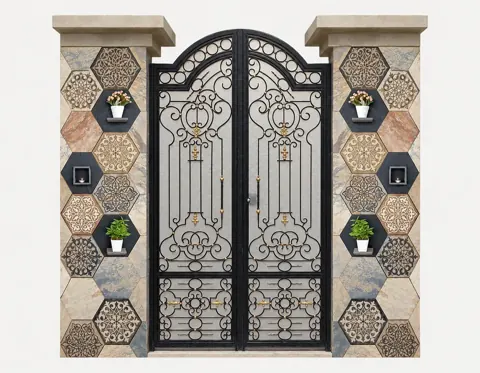 Hexagonal Stone Panels for Entrance Pillars — OS-SM-139