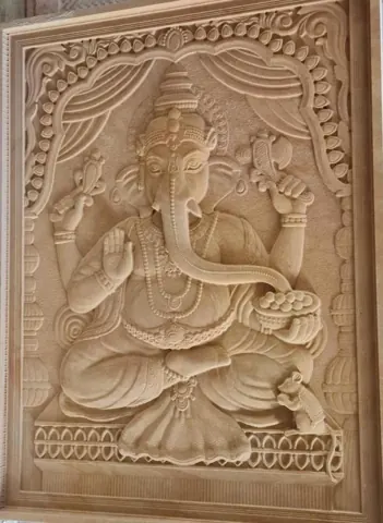 Seated Ganesha with Draped Frame Mural — OS-SM-114