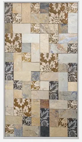 Ivory Botanical Patchwork Stone Panel — OS-SM-161, view 1