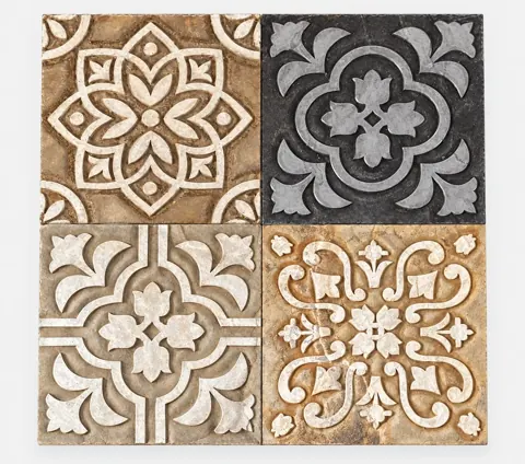 Four Floral Medallions Stone Panel Set — OS-SM-146, view 1