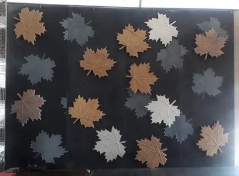 Contrasting Leaf Motif Stone Wall Panel — OS-SM-026, view 1