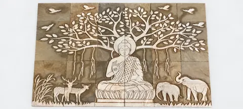 Buddha beneath Bodhi Tree with Woodland Animals — OS-SM-150, view 1
