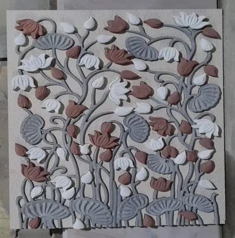 Multitone Lotus Garden Stone Mural — OS-SM-069