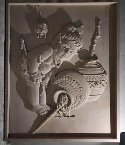 Young Krishna with Butter Pot Stone Mural — OS-SM-100, view 1
