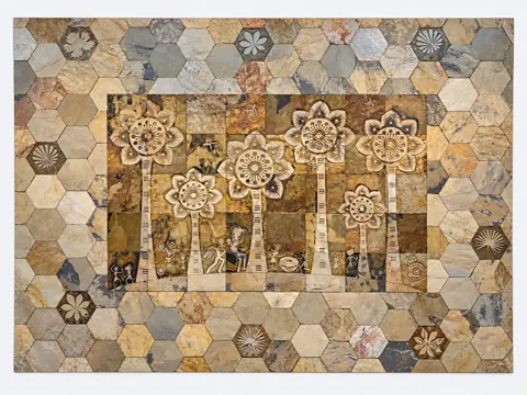 Floral Medallion and Honeycomb Feature Wall — OS-SM-155