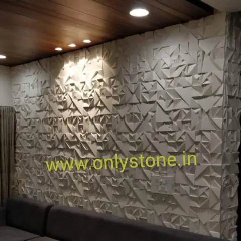 Faceted Triangle Stone Feature Wall — OS-SM-035, view 1