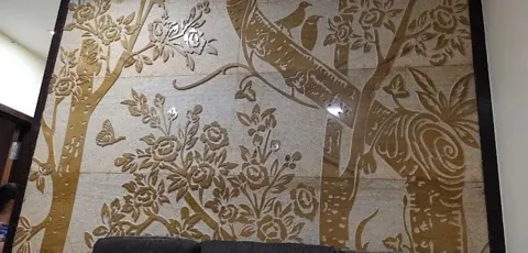 Birds and Woodland Silhouette Stone Mural — OS-SM-060