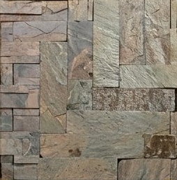 Grey Random Block Mosaic Natural Stone Wall Cladding — OS-NWC-112