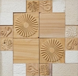 Sand Sunburst Relief Mosaic Natural Stone Wall Cladding — OS-NWC-148