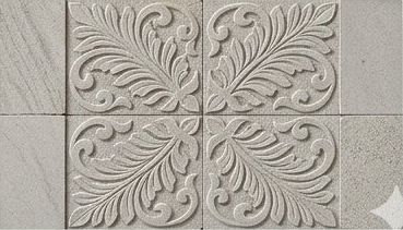 Silver Ivory Ornamental Scroll Panel Natural Stone Wall Cladding — OS-NWC-154 Natural Stone Wall Cladding