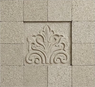 Ivory Framed Botanical Relief Natural Stone Wall Cladding — OS-NWC-159 Natural Stone Wall Cladding