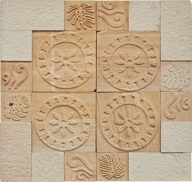 Sand Circular Motif Mosaic Natural Stone Wall Cladding — OS-NWC-160 Natural Stone Wall Cladding