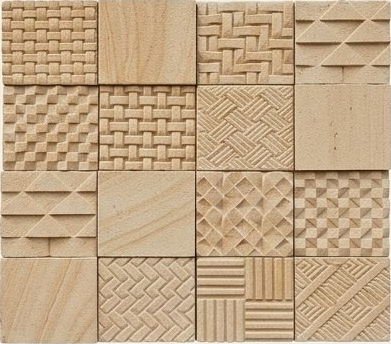 Sand Multi Pattern Square Mosaic Natural Stone Wall Cladding — OS-NWC-163 Natural Stone Wall Cladding