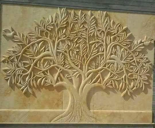 Branching Tree Botanical Stone Relief — OS-SM-009, view 3