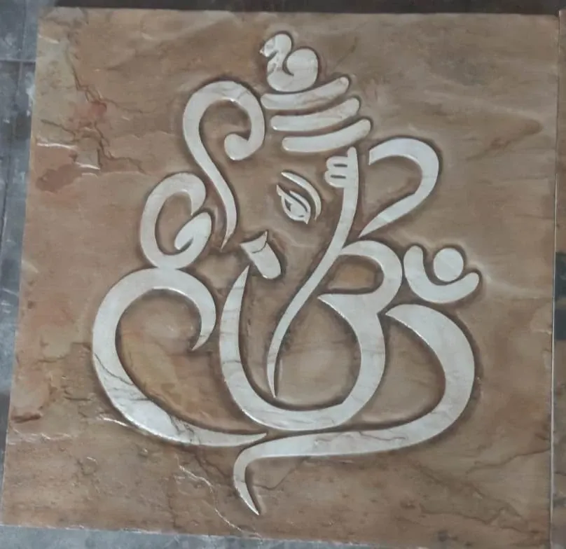 Flowing Ganesha Outline Stone Mural — OS-SM-157, view 2