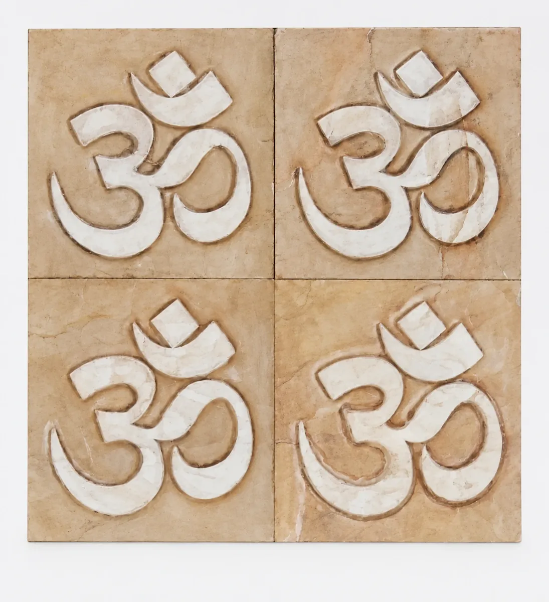 Four Om Symbols Stone Panel Set — OS-SM-143 Relief Panels