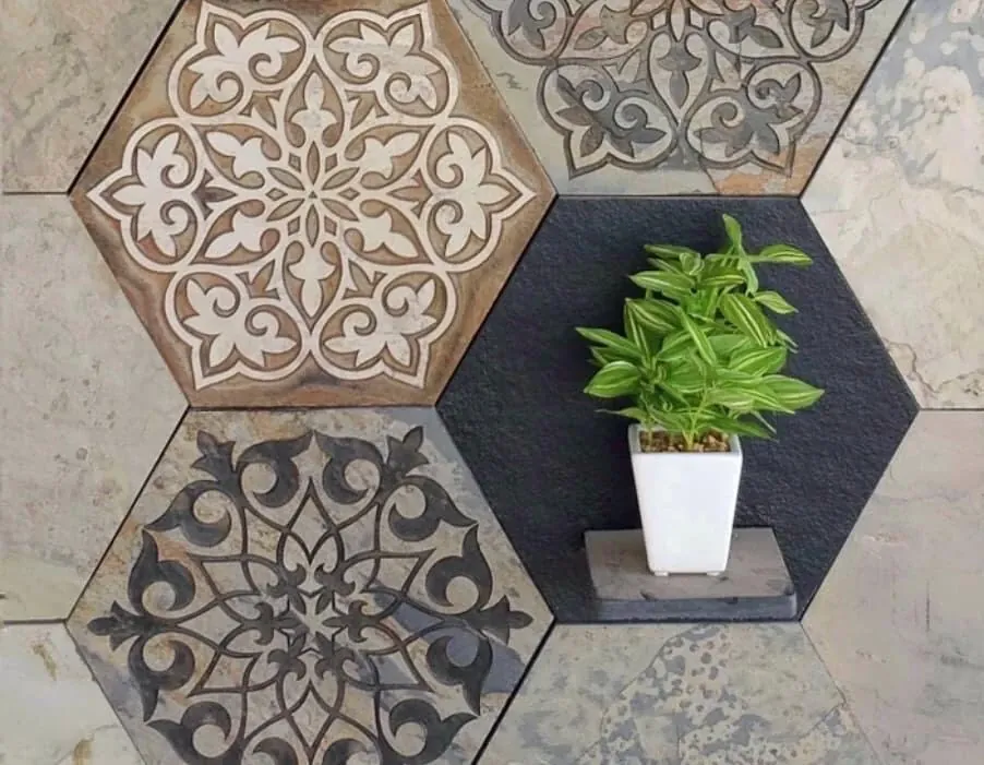 Hexagonal Floral Stone Accent Composition — OS-SM-138, view 2