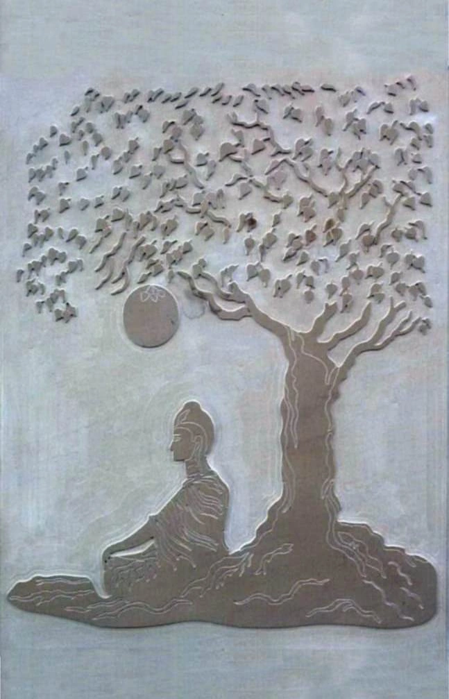 Meditation Beneath the Tree Stone Mural — OS-SM-002 Carved Murals