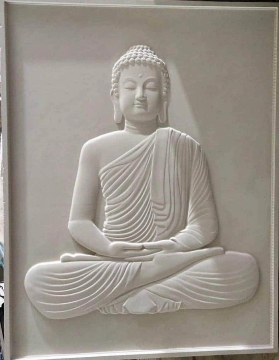Seated Meditation Buddha Stone Panel — OS-SM-077 Carved Murals