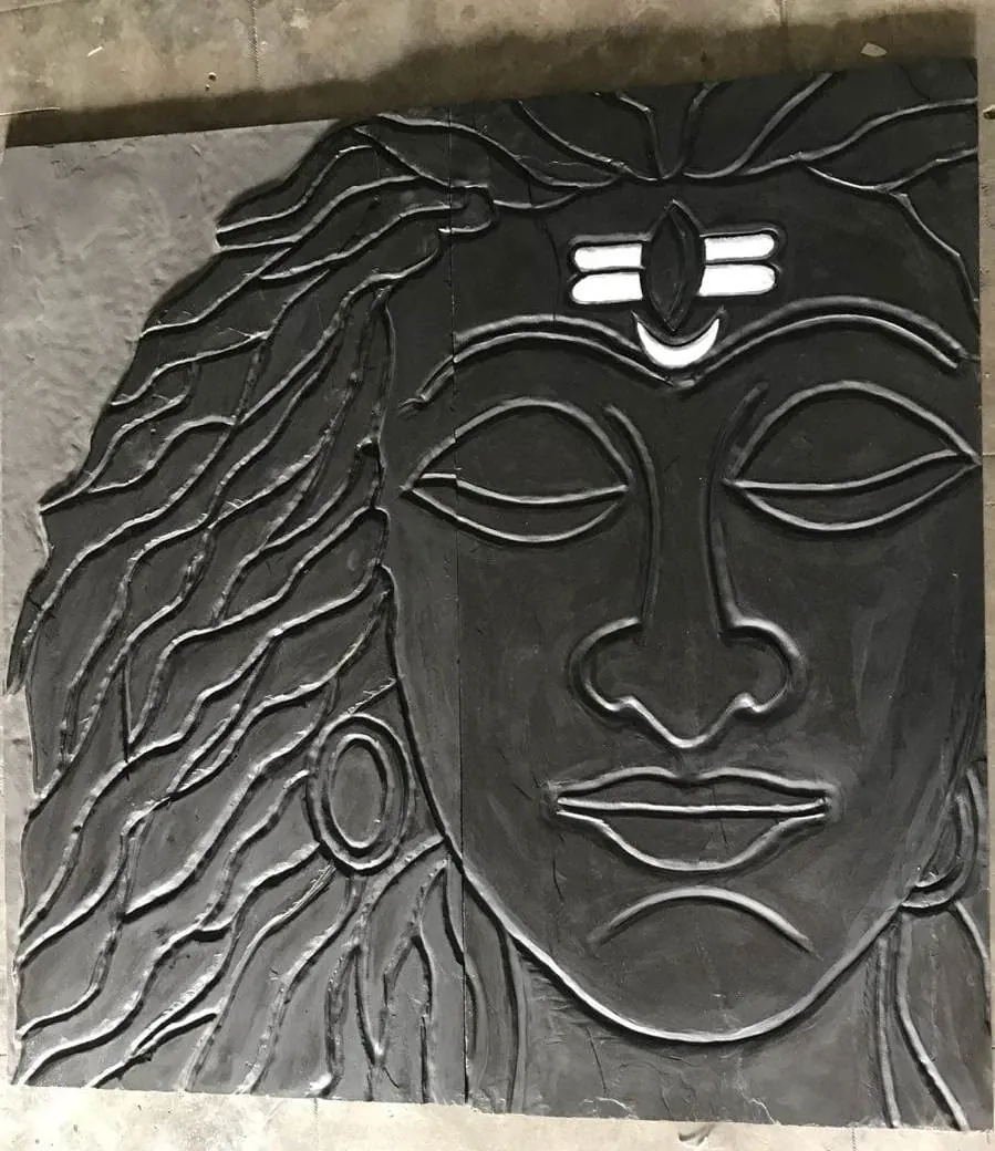 Shiva Face with Flowing Hair Stone Relief — OS-SM-130, view 2