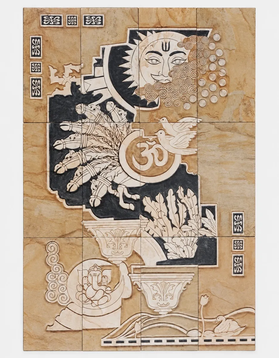 Sun and Om Devotional Stone Composition — OS-SM-185 Relief Panels