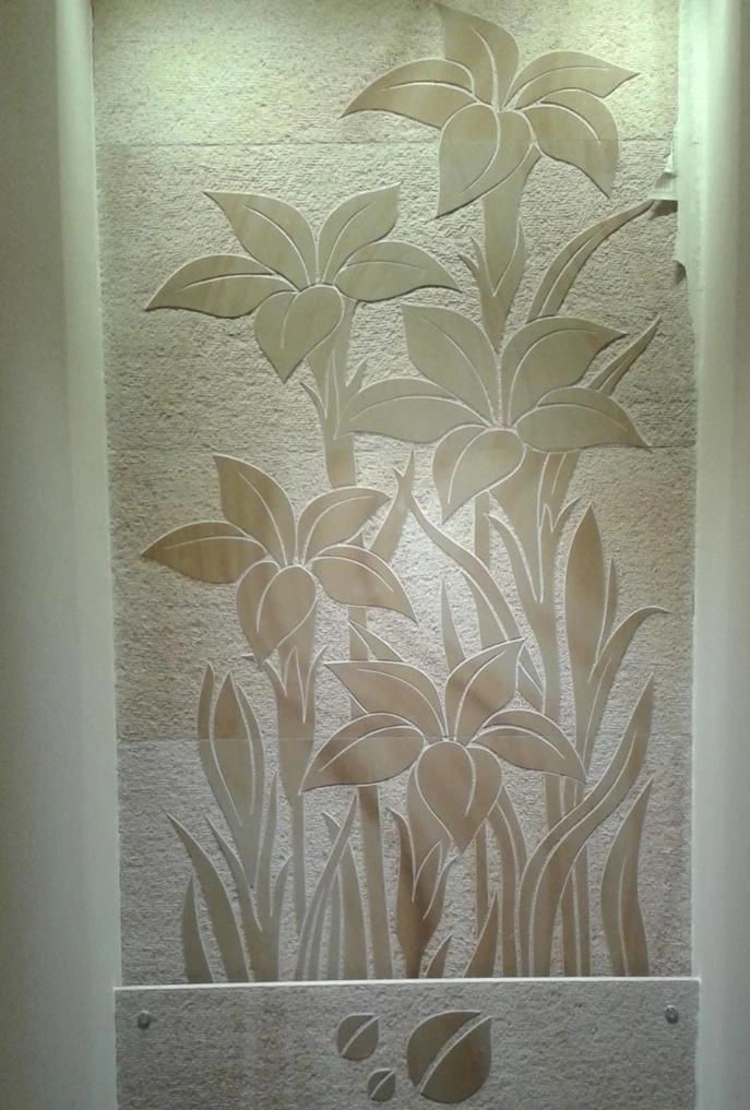 Tall Lily Garden Stone Mural — OS-SM-056, view 2