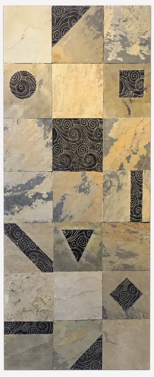 Warm Geometric Patchwork Stone Panel — OS-SM-167 Relief Panels