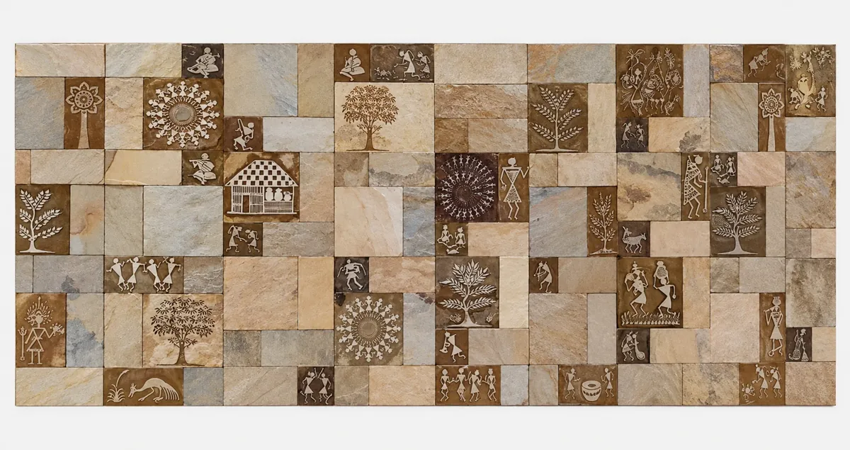 Wide Heritage Motif Patchwork Stone Wall — OS-SM-163 Relief Panels