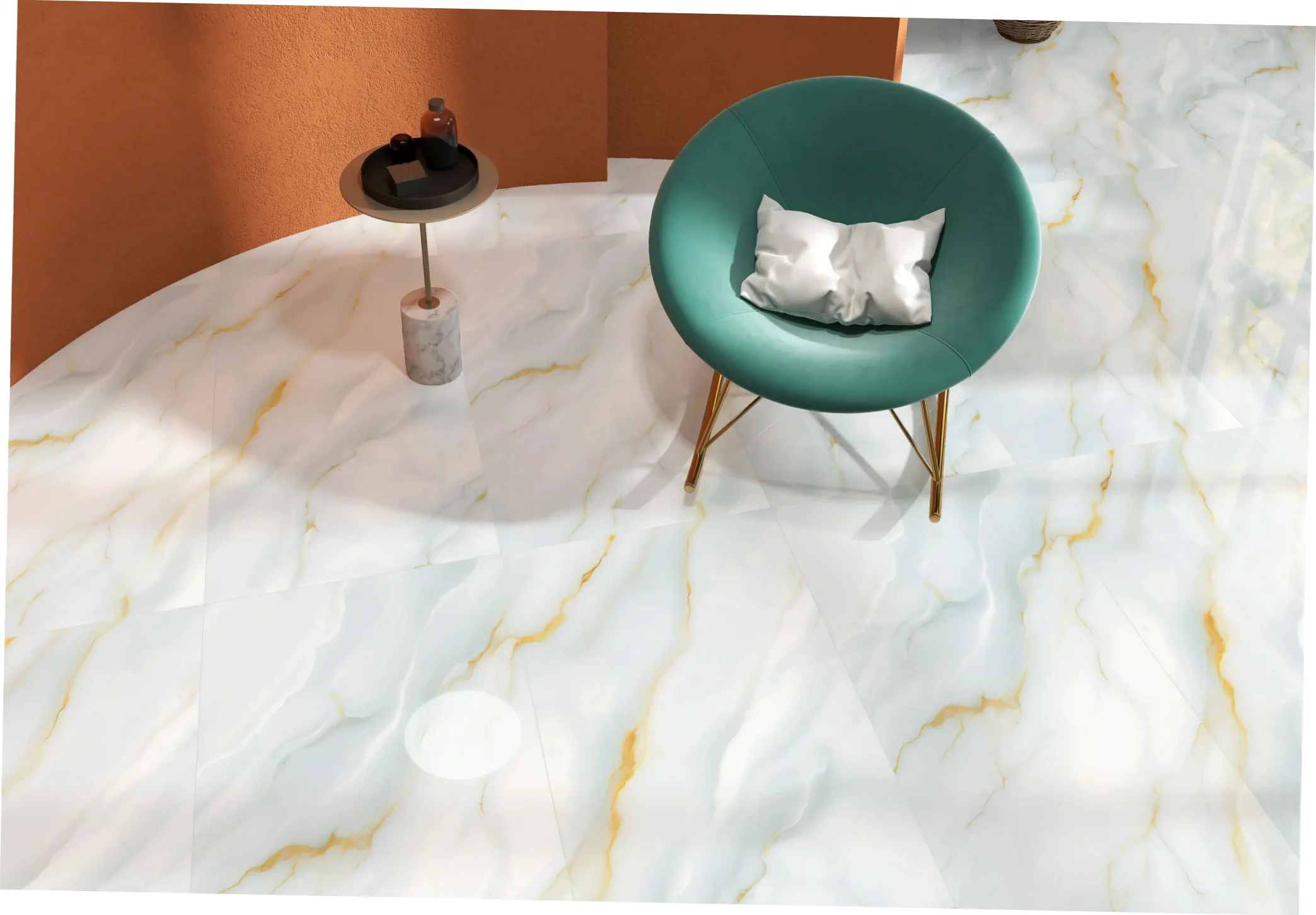 OMT AKSARA MARBLE AQUA catalogue application illustration