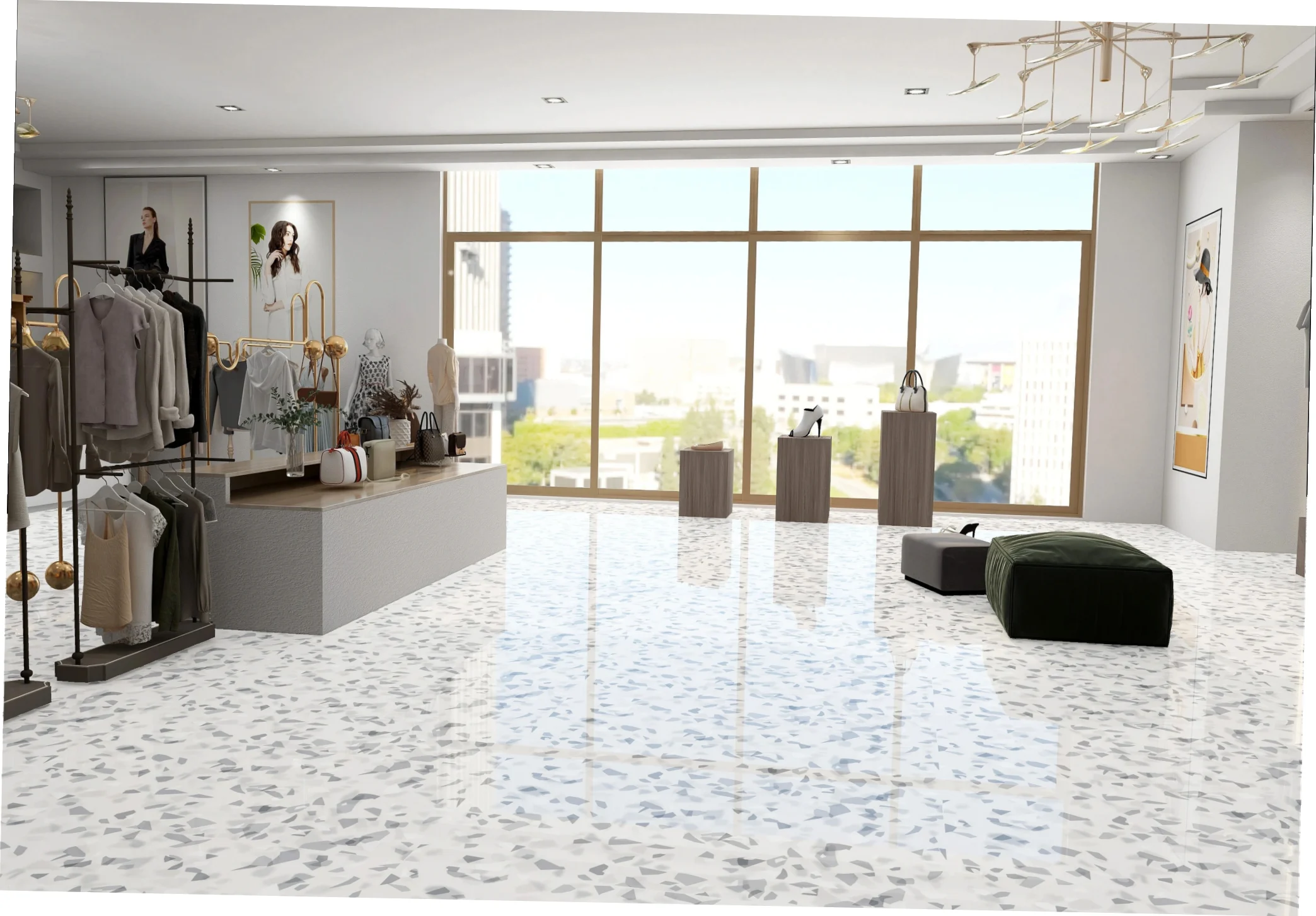 OMT WHITE TERAZZO catalogue application illustration